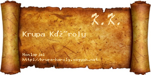 Krupa Károly névjegykártya